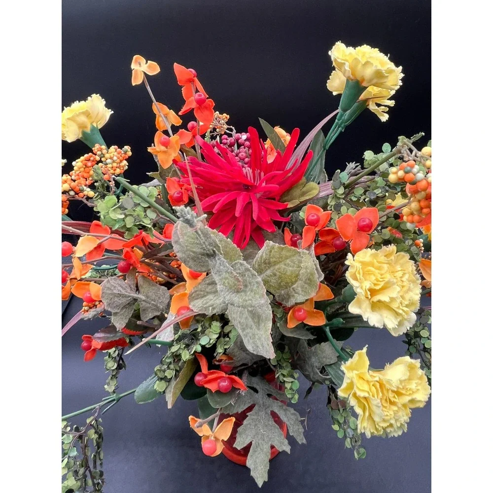 Burnt Orange Vase Faux Flower Arrangement‎ 13